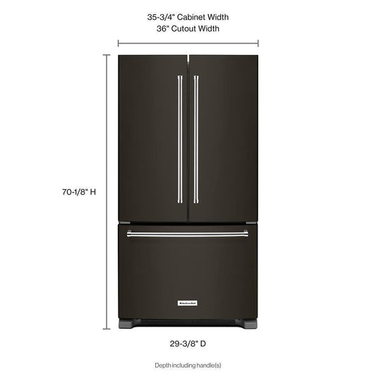 Kitchenaid 20 cu. ft. 36-Inch Width Counter-Depth French Door Refrigerator with Interior Dispense and PrintShield™ Finish