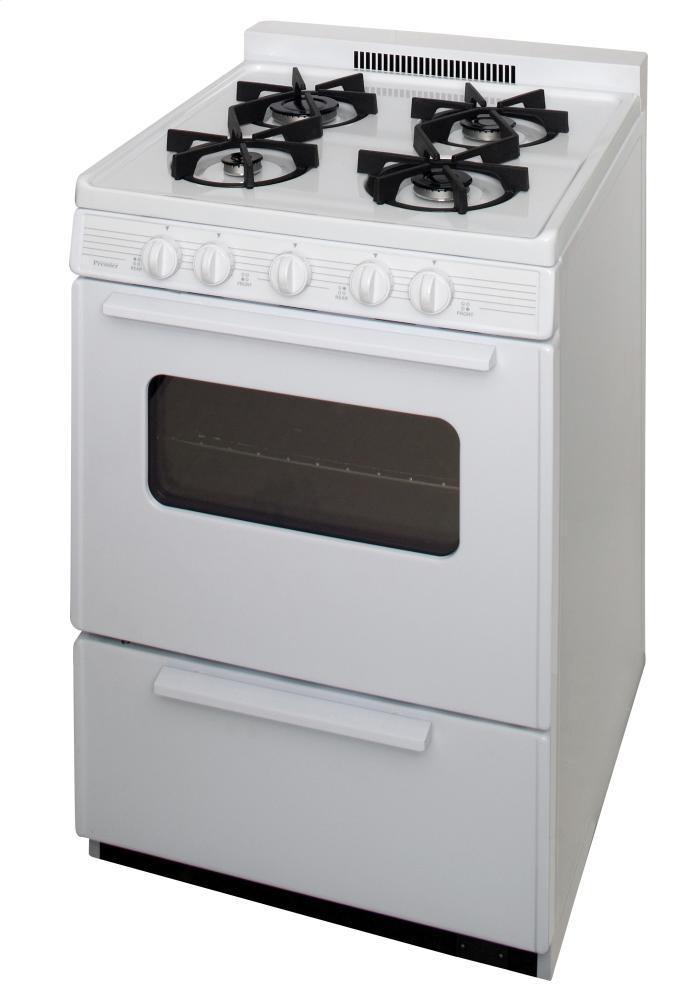 Premier BJK5X0OP 24 in. Freestanding Battery-Generated Spark Ignition Gas Range in White