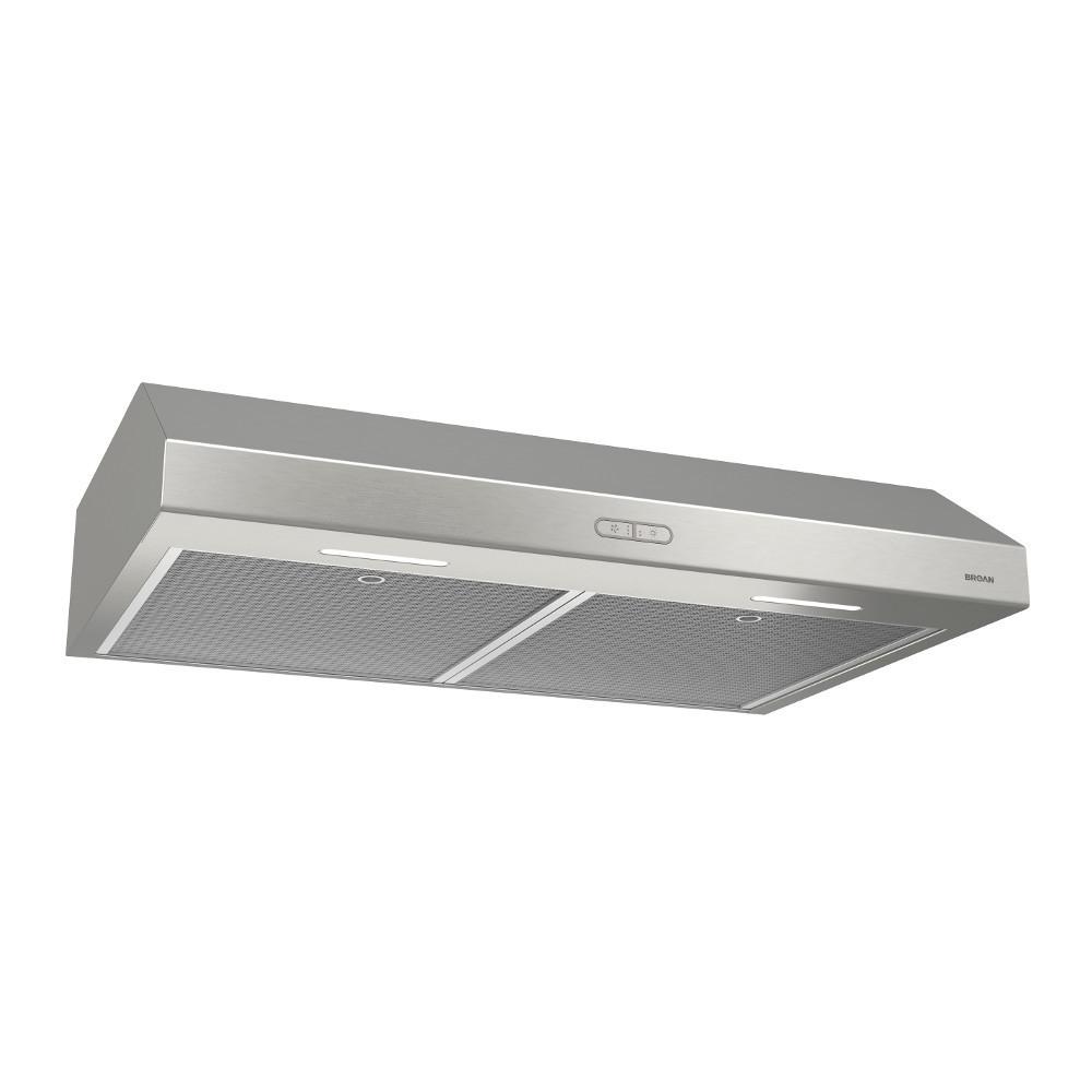 Broan® Glacier 36-Inch Convertible Under-Cabinet Range Hood, 375 Max Blower CFM, Stainless Steel