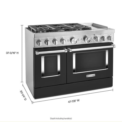 KFDC558JBK KitchenAid® 48'' Smart Commercial-Style Dual Fuel Range with Griddle