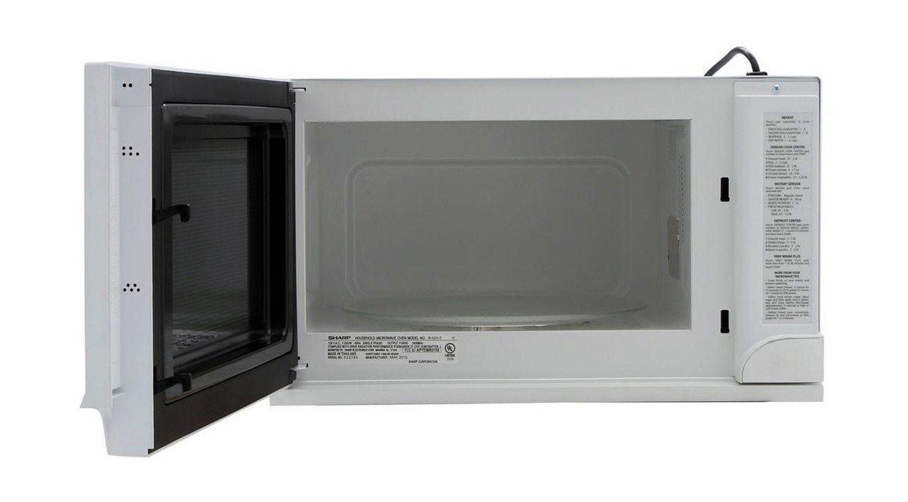 Sharp 1.5 cu. ft. 1100W White Sharp Over-the-Counter Carousel Microwave Oven