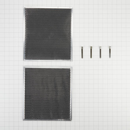 Whirlpool W10905733 Range Hood Charcoal Filter, Silver, with (2) 16 1/2" X 11 1/2" filters, and 4 spring clips