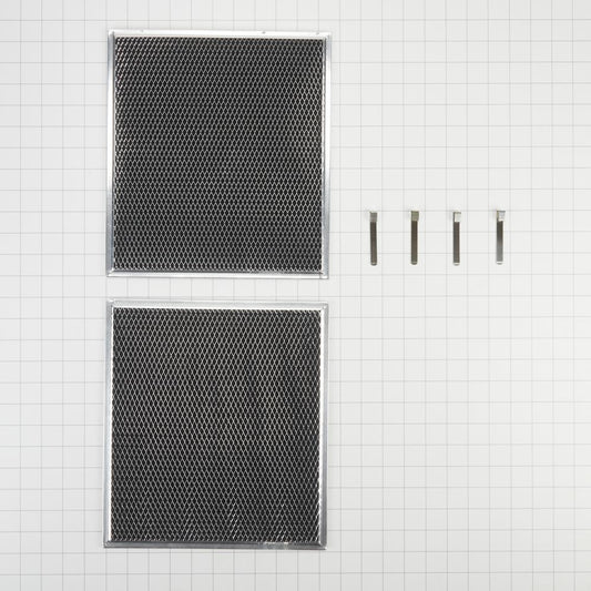 Whirlpool W10905733 Range Hood Charcoal Filter, Silver, with (2) 16 1/2" X 11 1/2" filters, and 4 spring clips