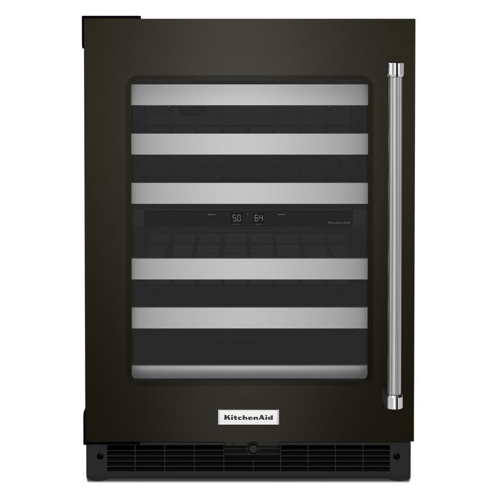 Kitchenaid KUWL314KBS 24" Undercounter Wine Cellar with Glass Door and Metal-Front Racks