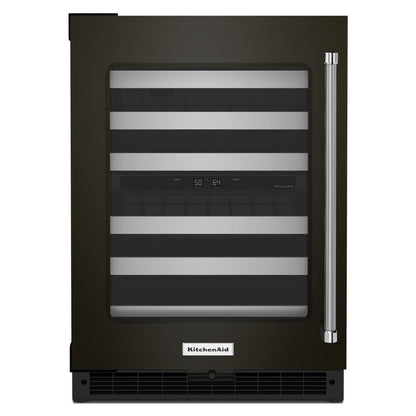 Kitchenaid KUWL314KBS 24" Undercounter Wine Cellar with Glass Door and Metal-Front Racks