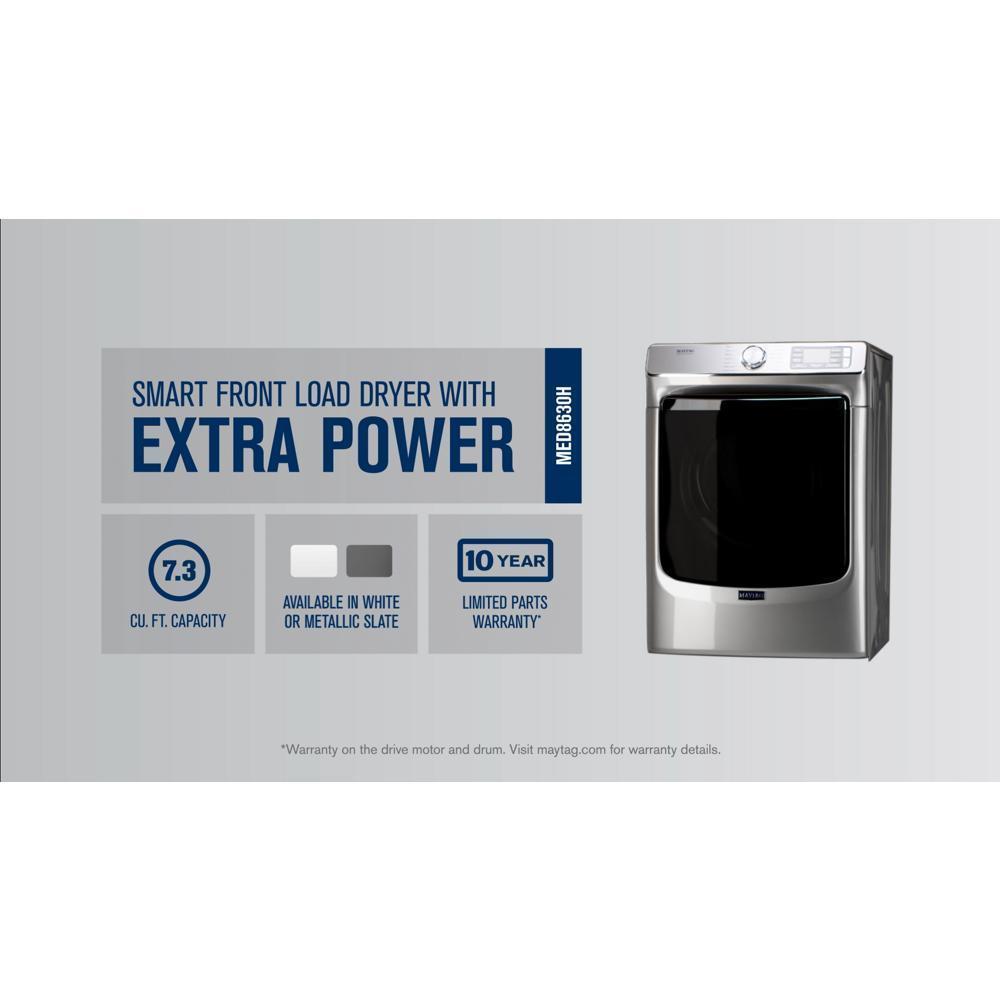 Maytag MED8630HC Smart Front Load Electric Dryer with Extra Power and Advanced Moisture Sensing Plus - 7.3 cu. ft.