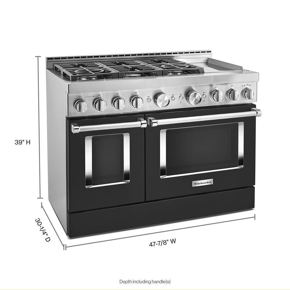 KFGC558JBK KitchenAid® 48'' Smart Commercial-Style Gas Range with Griddle