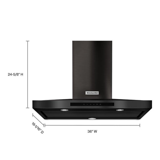 Kitchenaid KVWB606HBS 36" Wall-Mount, 3-Speed Canopy Hood