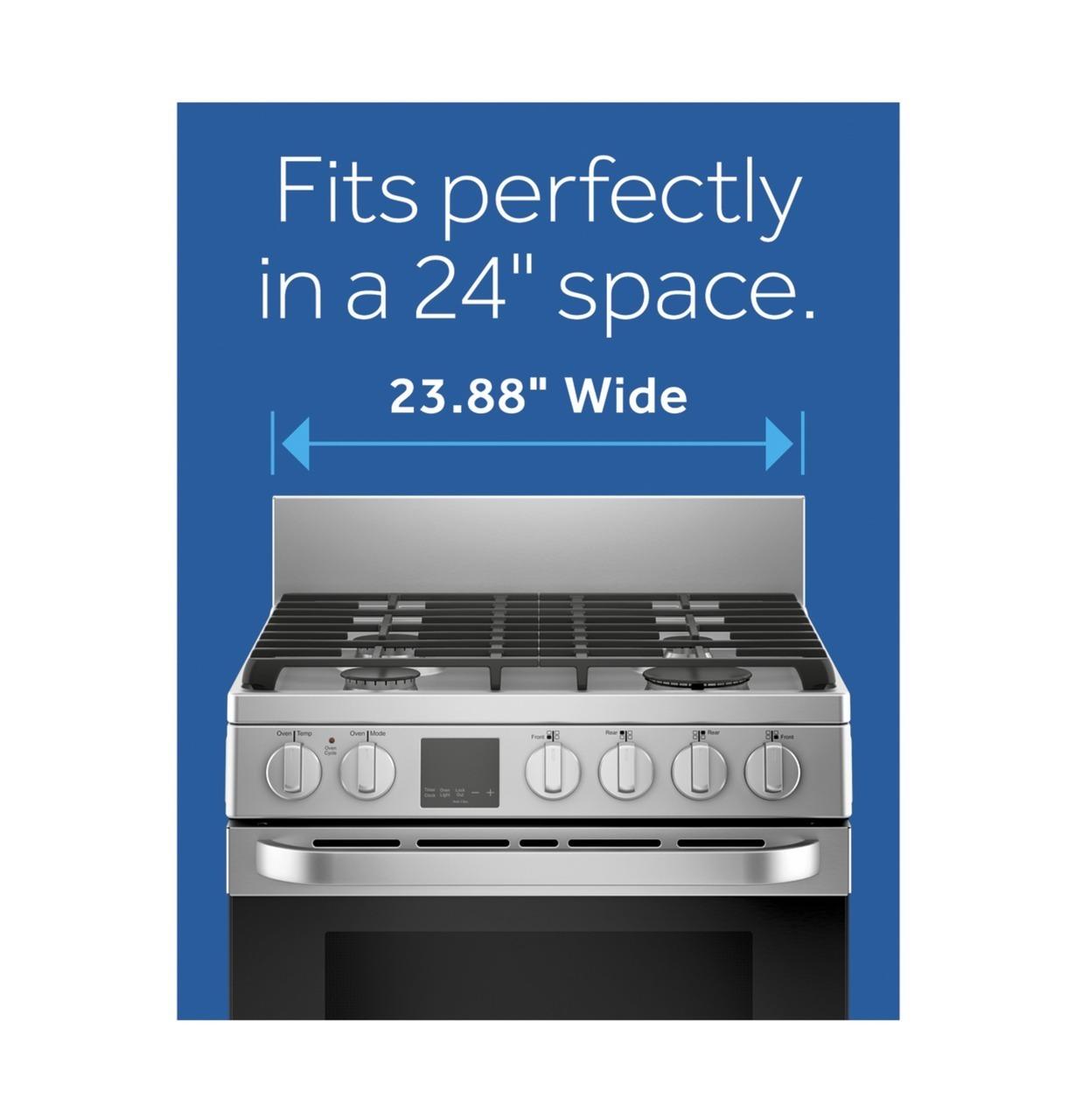 Haier QGAS740RMSS 24" 2.9 Cu. Ft. Gas Free-Standing Range with Convection and Modular Backguard