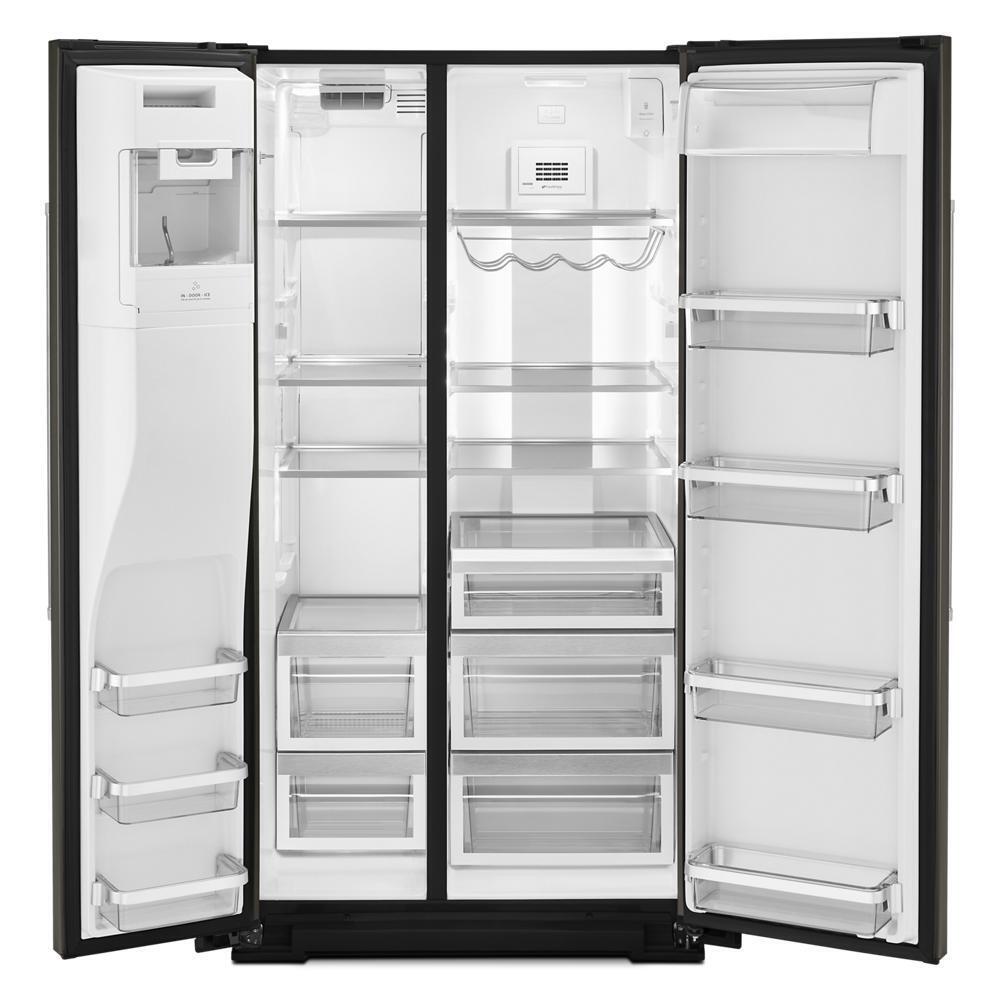 Kitchenaid KRSF705HBS 24.8 cu ft. Side-by-Side Refrigerator with Exterior Ice and Water and PrintShield™ Finish