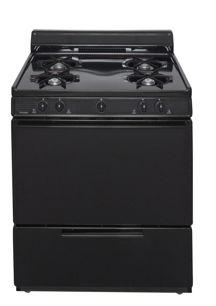 Premier 30 in. Freestanding Battery-Generated Spark Ignition Gas Range in Black