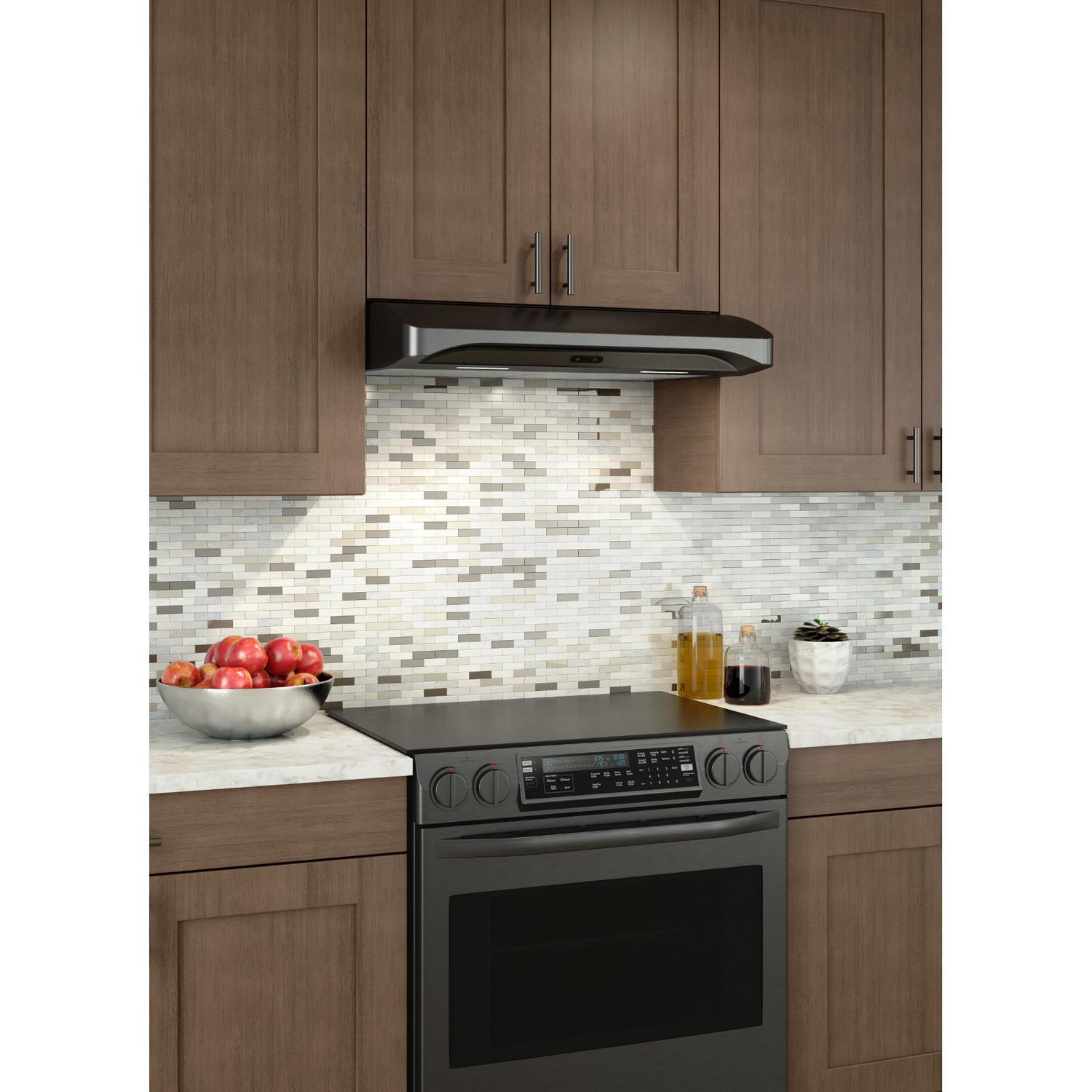 ALT230BLS Broan® Elite 30-Inch Convertible Under-Cabinet Range Hood, Black Stainless Steel, 375 Max Blower CFM