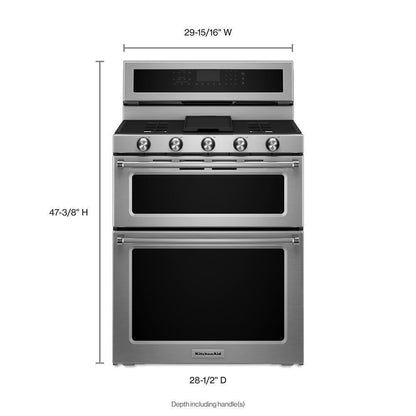 Kitchenaid KFDD500ESS 30-Inch 5 Burner Dual Fuel Double Oven Convection Range