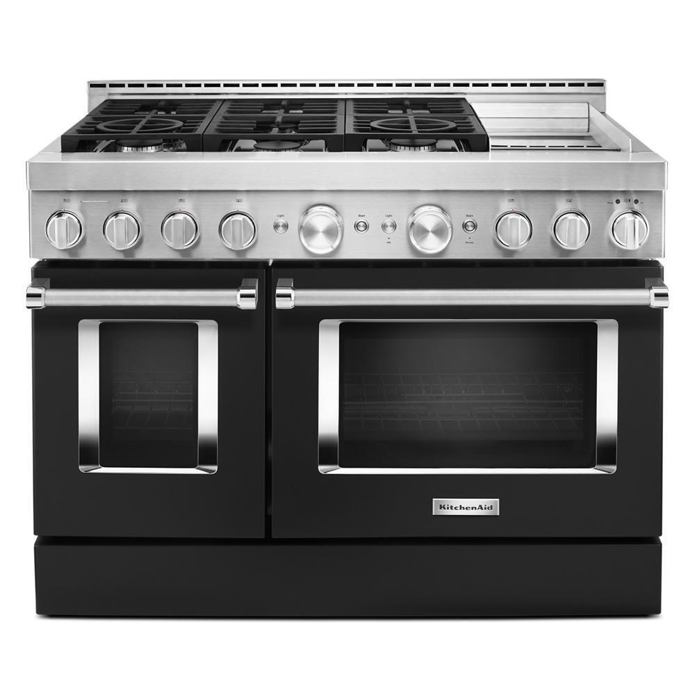 KFGC558JBK KitchenAid® 48'' Smart Commercial-Style Gas Range with Griddle