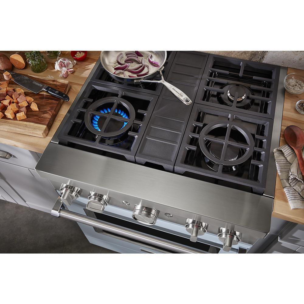 KFDC500JMB KitchenAid® 30'' Smart Commercial-Style Dual Fuel Range with 4 Burners