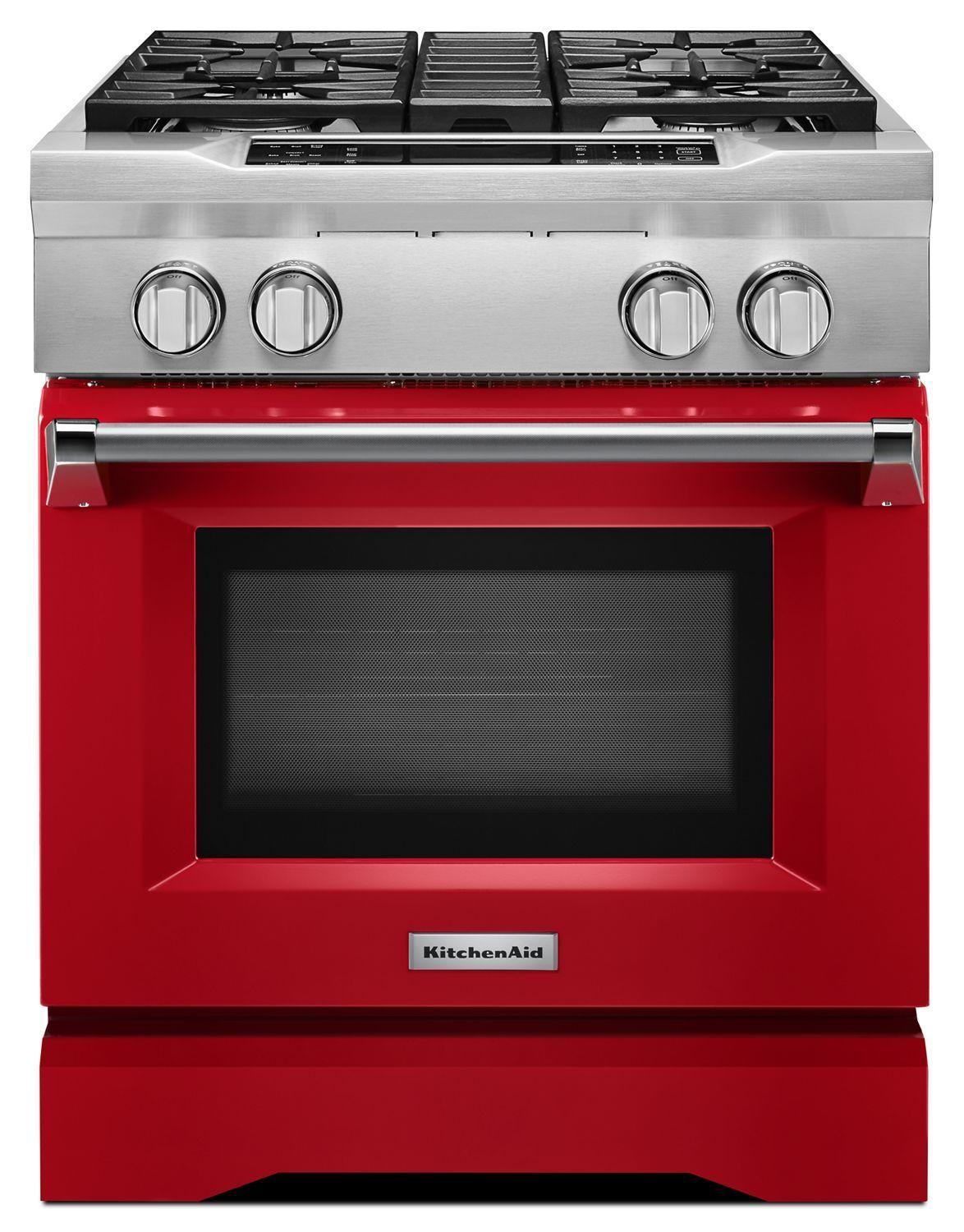 Kitchenaid 30'' 4-Burner Dual Fuel Freestanding Range, Commercial-Style Signature Red