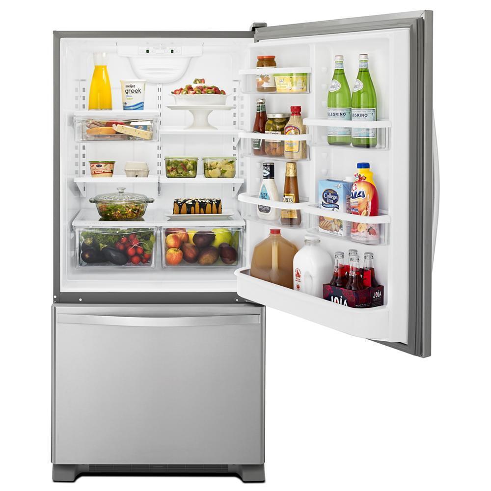 Whirlpool WRB322DMBM 33-inches wide Bottom-Freezer Refrigerator with SpillGuard™ Glass Shelves - 22 cu. ft