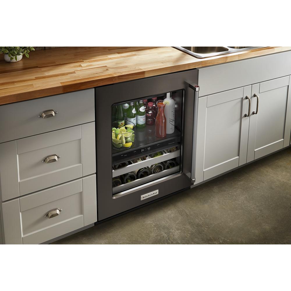 Kitchenaid KUBL314KBS 24" Beverage Center with Glass Door and Metal-Front Racks and PrintShield™ Finish