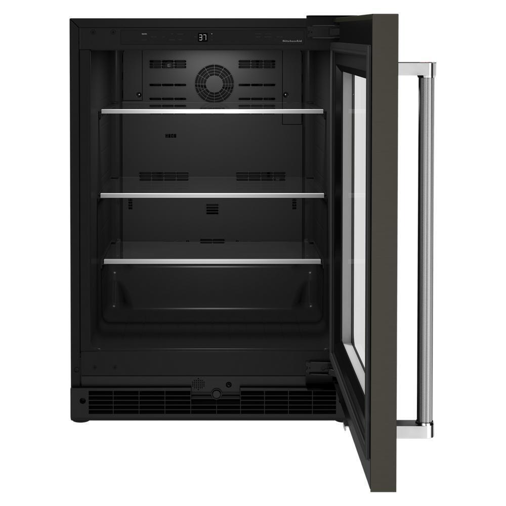 Kitchenaid 24" Undercounter Refrigerator with Glass Door and Shelves with Metallic Accents and PrintShield™ Finish