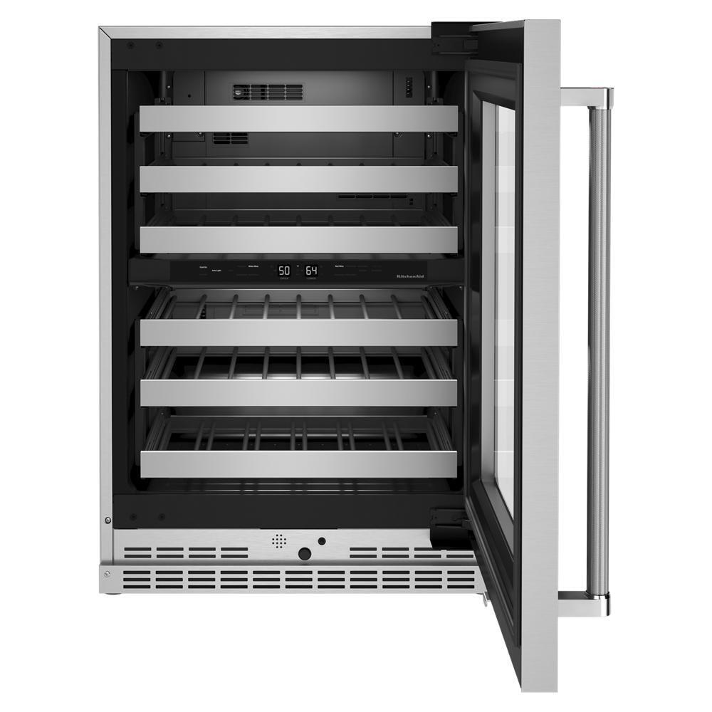 Kitchenaid KUWR314KSS 24" Undercounter Wine Cellar with Glass Door and Metal-Front Racks