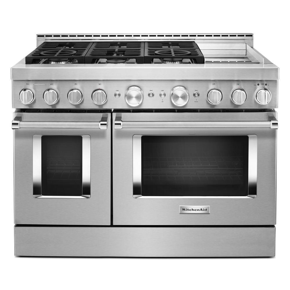 KFGC558JSS KitchenAid® 48'' Smart Commercial-Style Gas Range with Griddle