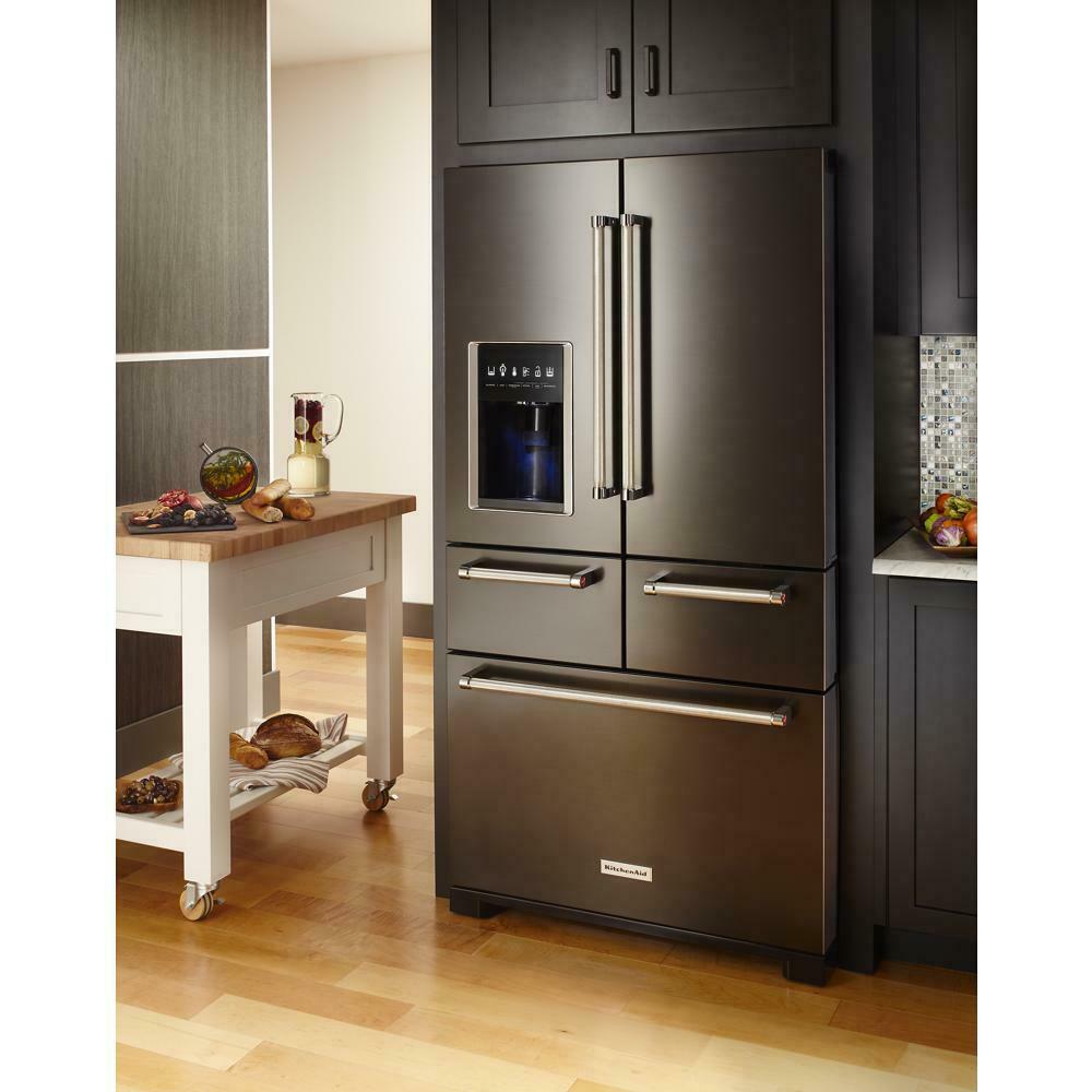 Kitchenaid KRMF706EBS 25.8 Cu. Ft. 36" Multi-Door Freestanding Refrigerator with Platinum Interior Design and PrintShield™ Finish