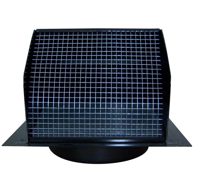 843BL Broan-NuTone® Steel Wall Cap for 6" Round Duct with Backdraft Damper and Bird Screen, Black