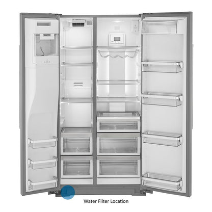 Kitchenaid KRSC703HPS 22.6 cu ft. Counter-Depth Side-by-Side Refrigerator with Exterior Ice and Water and PrintShield™ finish