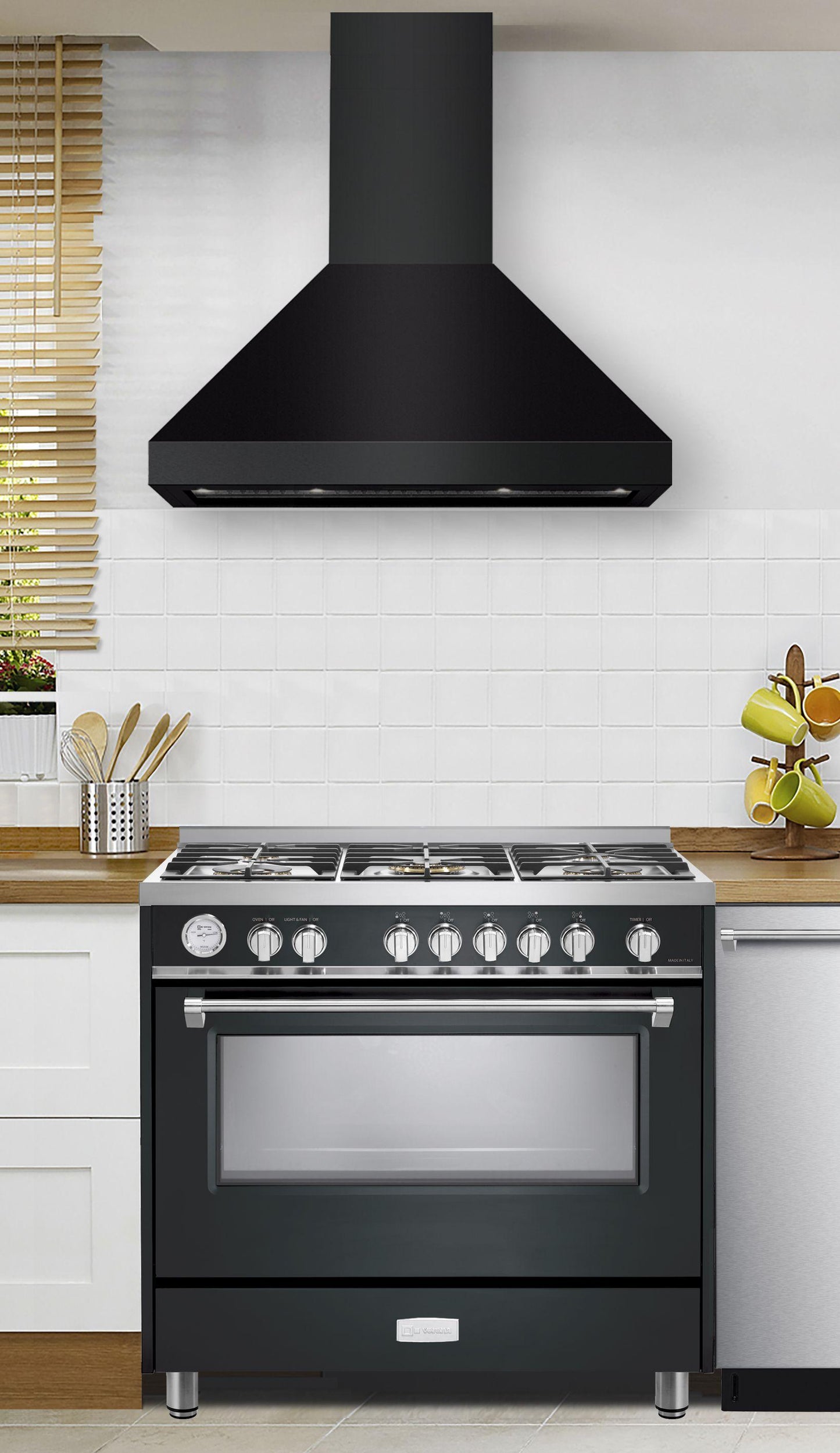 Verona VECHW36GE 36" Designer Chimney Wall Hood- 600 CFM - 4 Speeds