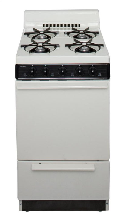 Premier BAK100TP 20 in. Freestanding Battery-Generated Spark Ignition Gas Range in Biscuit