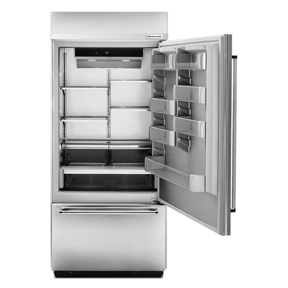 Kitchenaid 20.9 Cu. Ft. 36" Width Built-In Stainless Bottom Mount Refrigerator with Platinum Interior Design