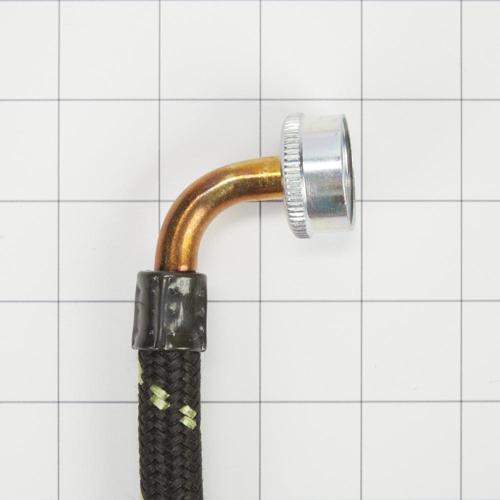 Whirlpool 8212638RP 6' Black braided hoses with 90 degree elbow rated 1700 PSI with two female connections - 2 Pack