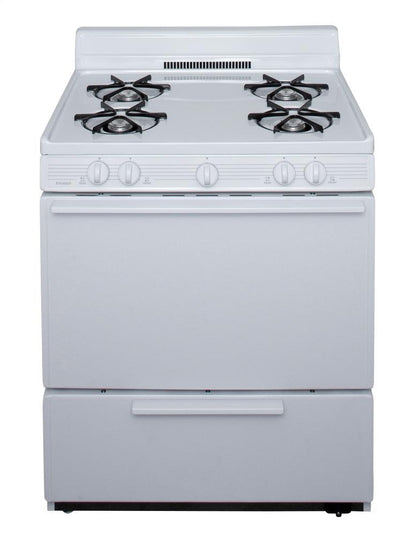 Premier BFK100OP 30 in. Freestanding Battery-Generated Spark Ignition Gas Range in White