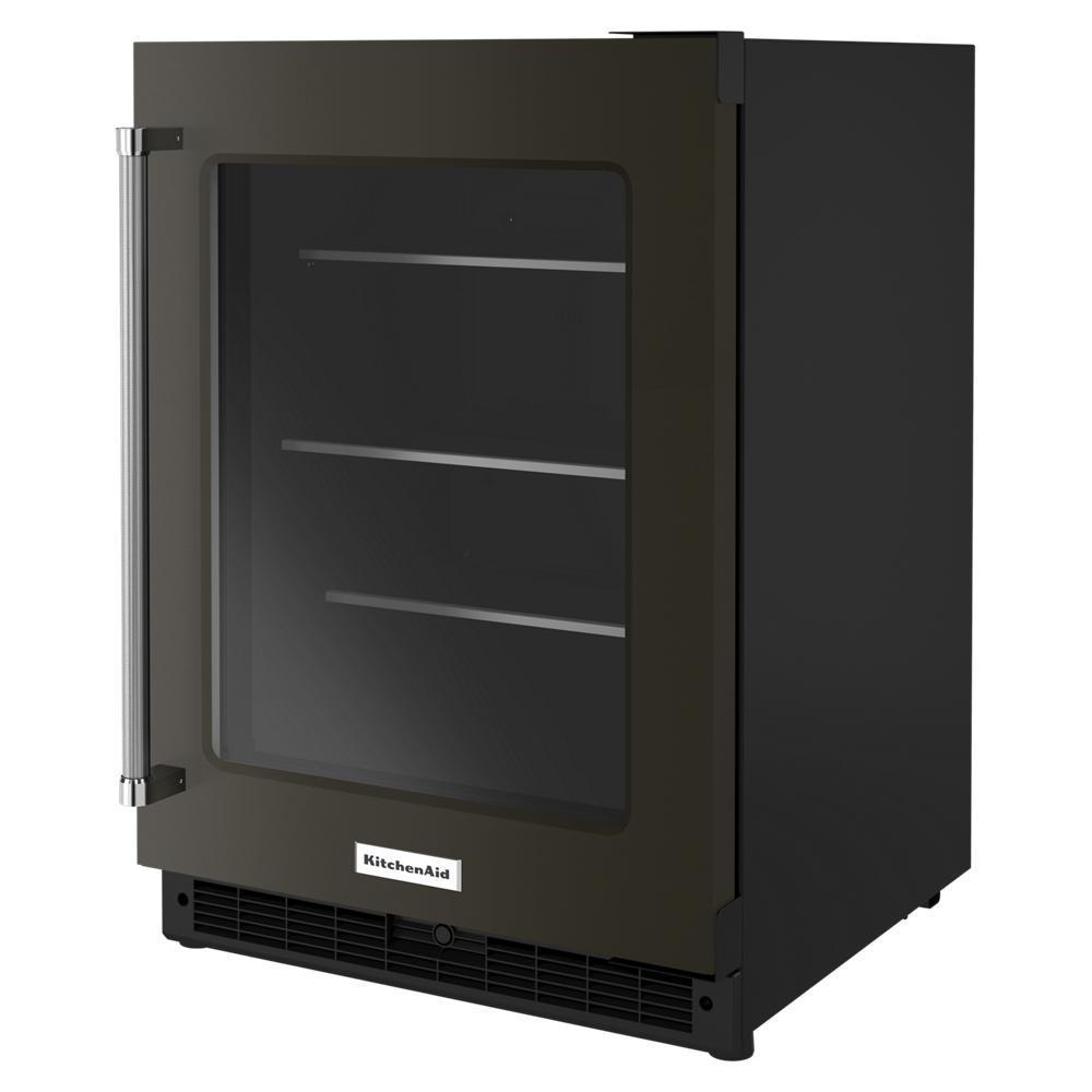 Kitchenaid KURR314KBS 24" Undercounter Refrigerator with Glass Door and Shelves with Metallic Accents and PrintShield™ Finish