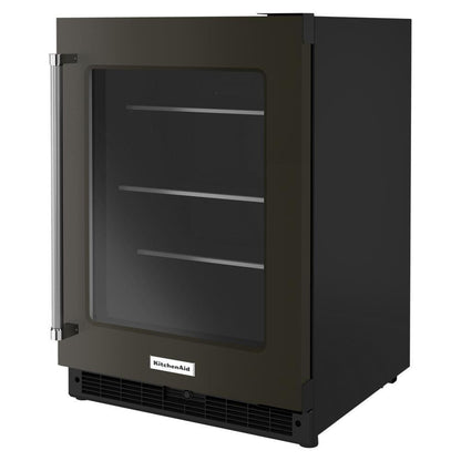 Kitchenaid KURR314KBS 24" Undercounter Refrigerator with Glass Door and Shelves with Metallic Accents and PrintShield™ Finish