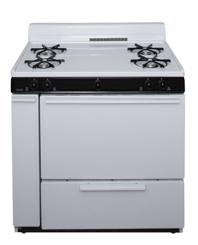 Premier BLK100WP 36 in. Freestanding Battery-Generated Spark Ignition Gas Range in White