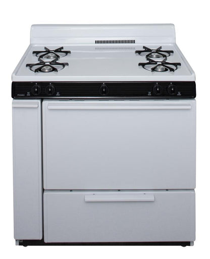 Premier BLK100WP 36 in. Freestanding Battery-Generated Spark Ignition Gas Range in White