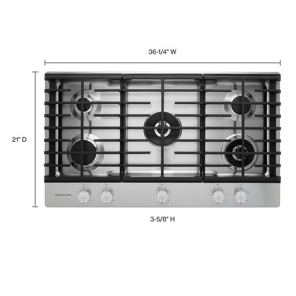 Kitchenaid KCGS956ESS 36" 5-Burner Gas Cooktop with Griddle
