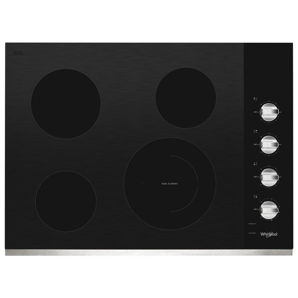 Whirlpool WCE55US0HS 30-inch Electric Ceramic Glass Cooktop with Dual Radiant Element