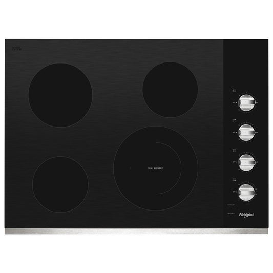 Whirlpool WCE55US0HS 30-inch Electric Ceramic Glass Cooktop with Dual Radiant Element