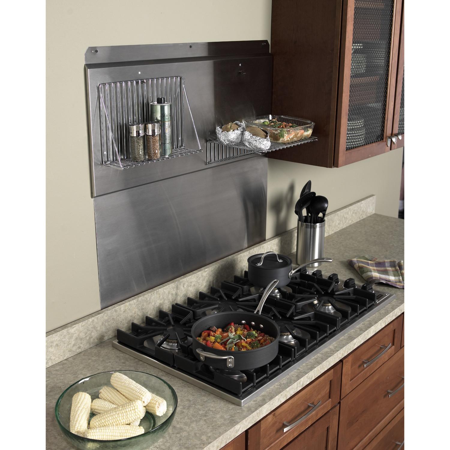 Broan 42-Inch Backsplash with shelves in Stainless Steel