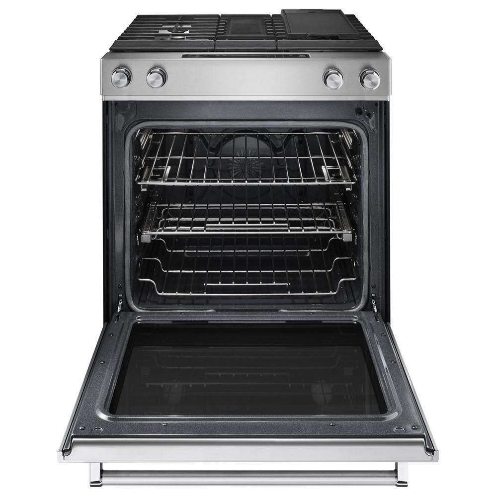 Kitchenaid 30-Inch 4-Burner Dual Fuel Downdraft Slide-In Range