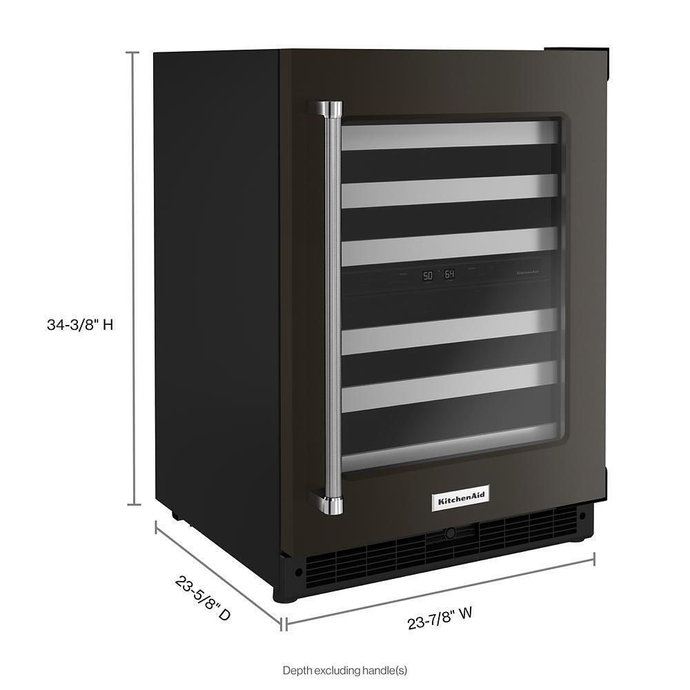 Kitchenaid KUWR314KBS 24" Undercounter Wine Cellar with Glass Door and Metal-Front Racks