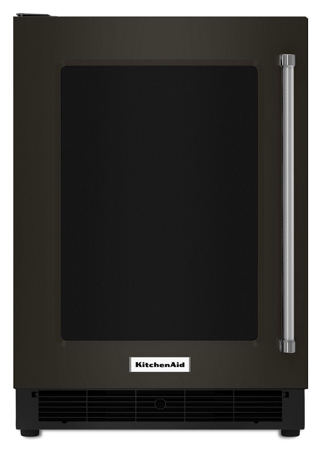 Kitchenaid 24" Undercounter Refrigerator with Glass Door and Metal Trim Shelves Black Stainless Steel with PrintShield™ Finish