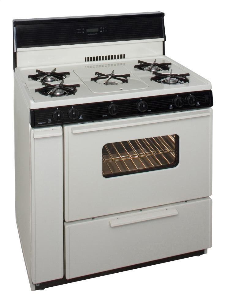 Premier 36 in. Freestanding Gas Range with 5th Burner and Griddle Package in Biscuit