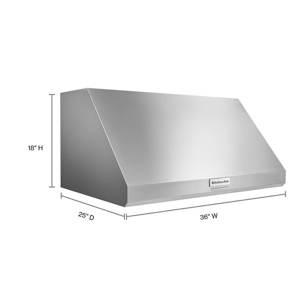 Kitchenaid KVWC906KSS 36" 585 or 1170 CFM Motor Class Commercial-Style Wall-Mount Canopy Range Hood