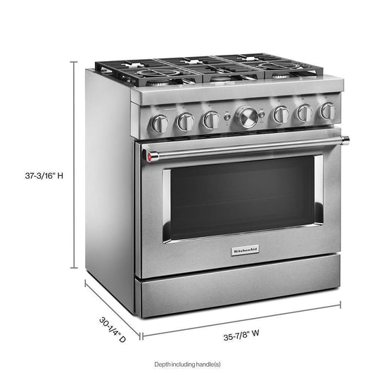 KFDC506JSS KitchenAid® 36'' Smart Commercial-Style Dual Fuel Range with 6 Burners
