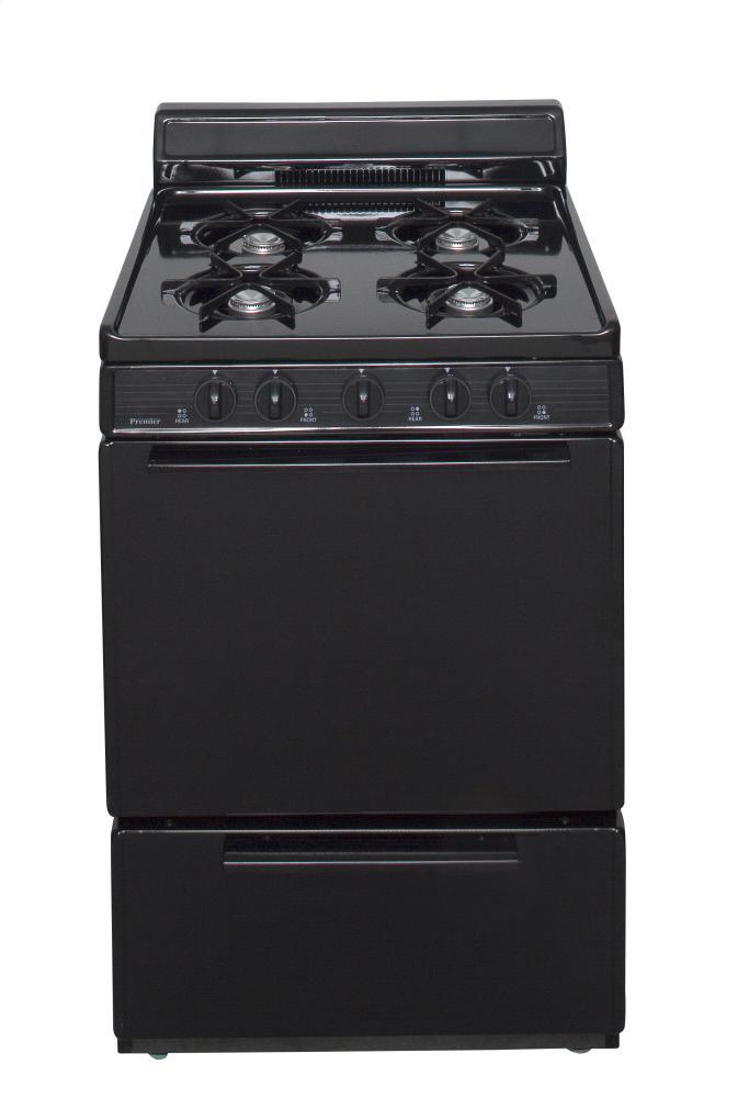 Premier 24 in. Freestanding Gas Range in Black