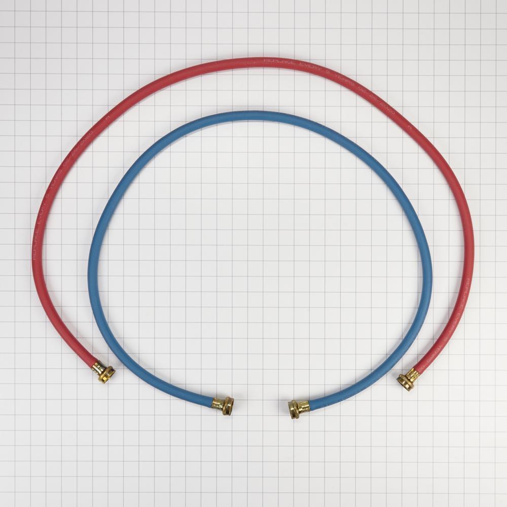 Whirlpool 8212545RP 5' Rubber washer fill hoses rated 1000 PSI with 2 female connections and built-in O-Rings - 2 pack
