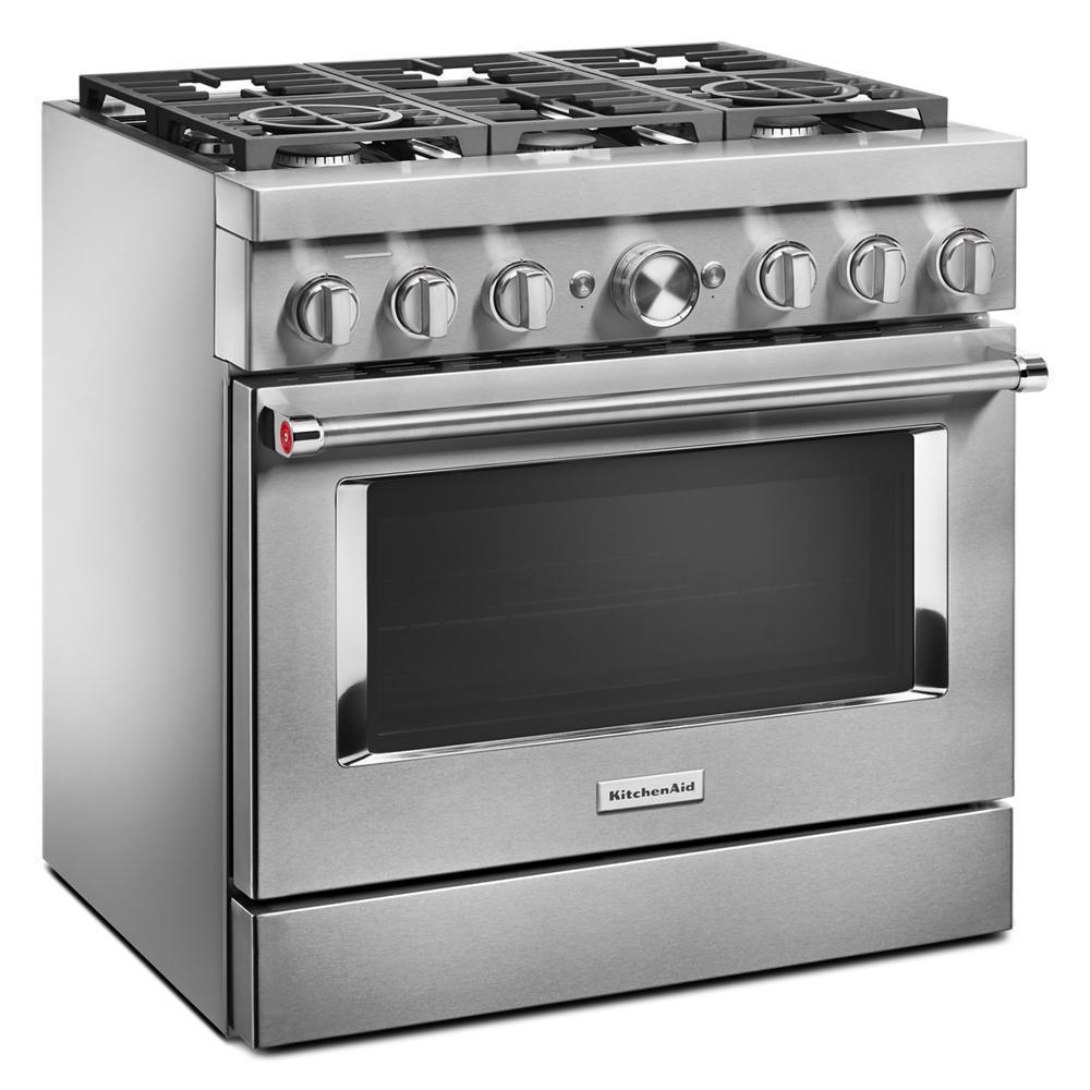 KFDC506JSS KitchenAid® 36'' Smart Commercial-Style Dual Fuel Range with 6 Burners